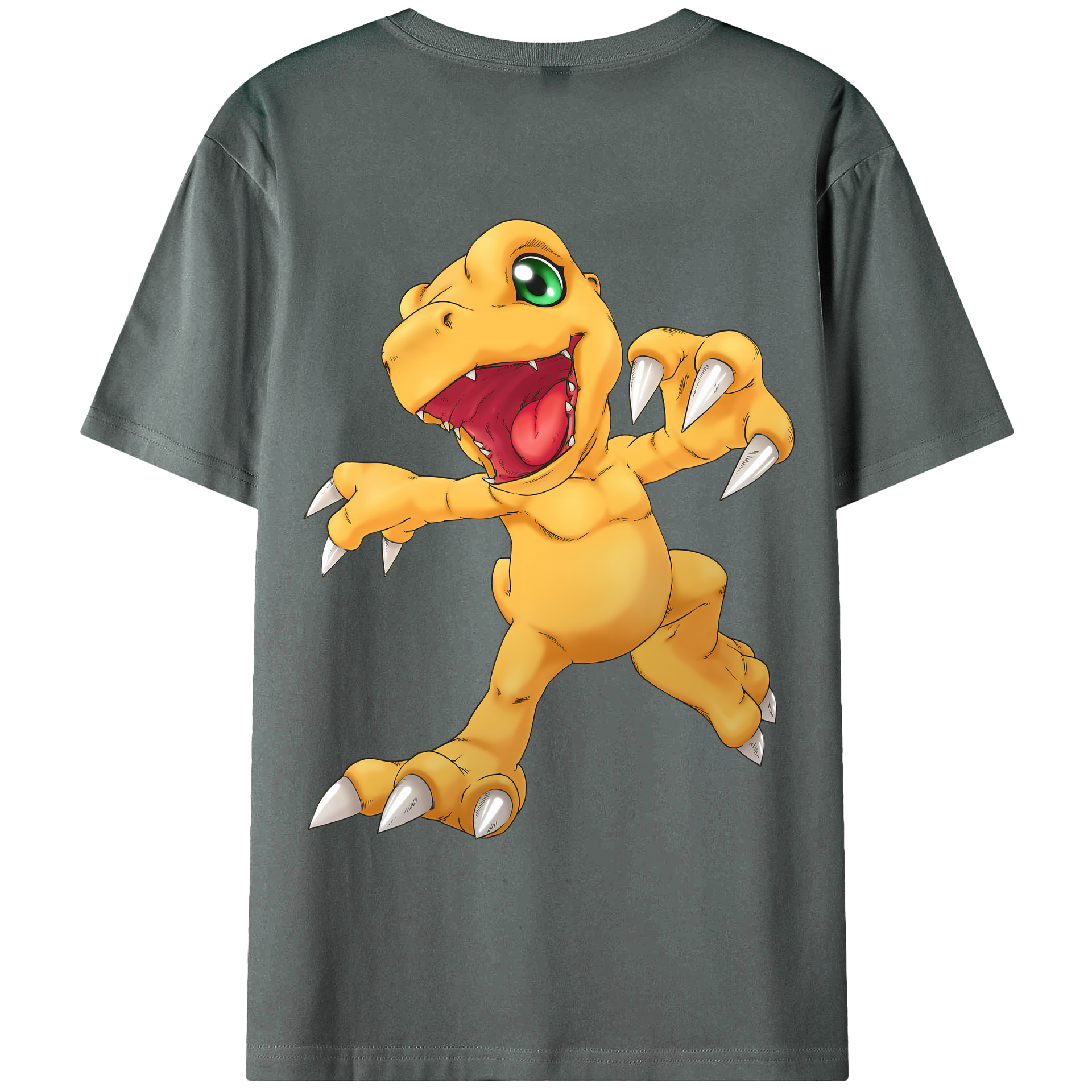 （画像用） Digimon デジタルモンスター/デジモン 綿100％ メンズ半袖Tシャツ（バックプリント） 通気性